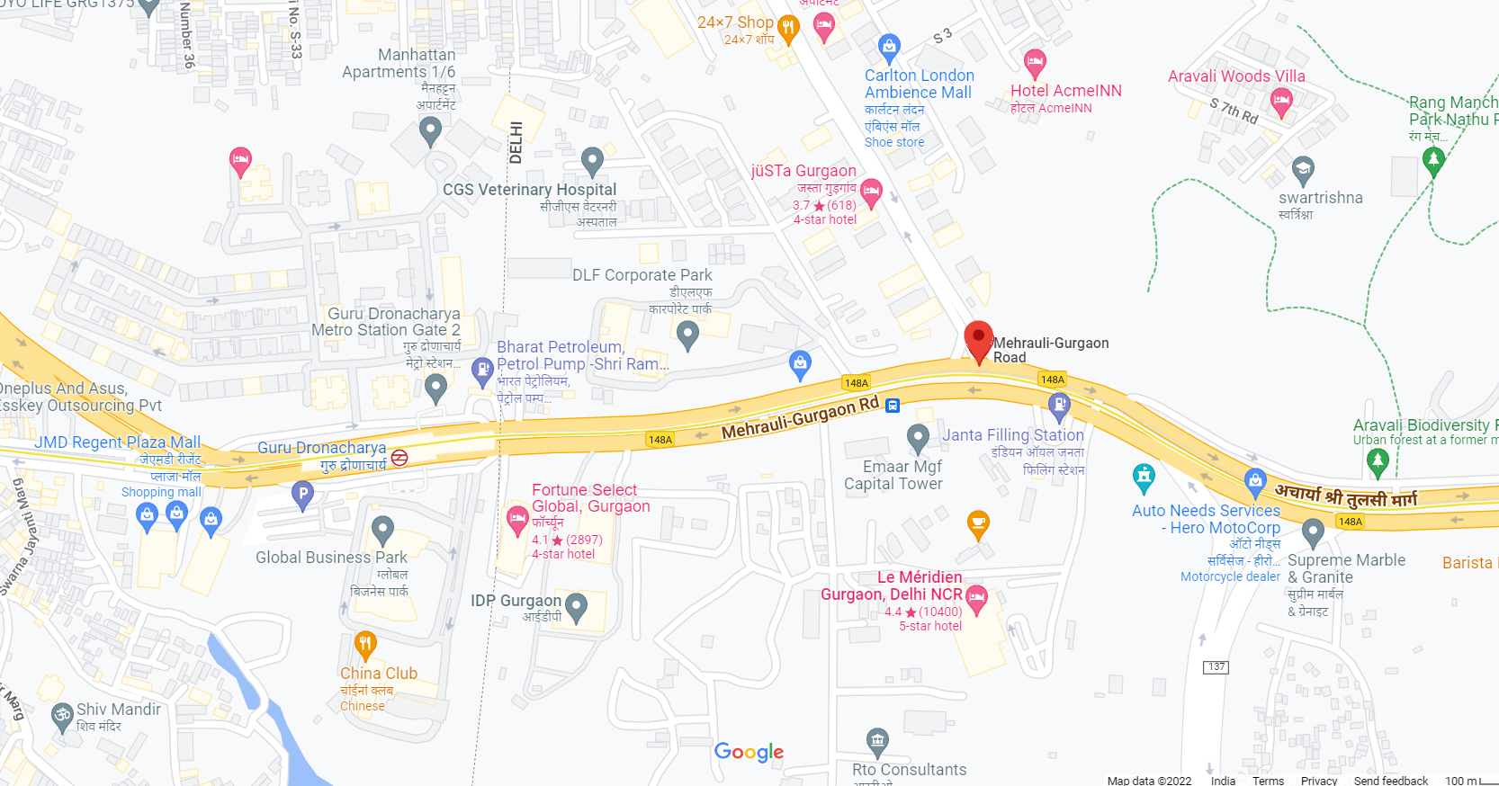 M3M MG Road Gurugram Location Map