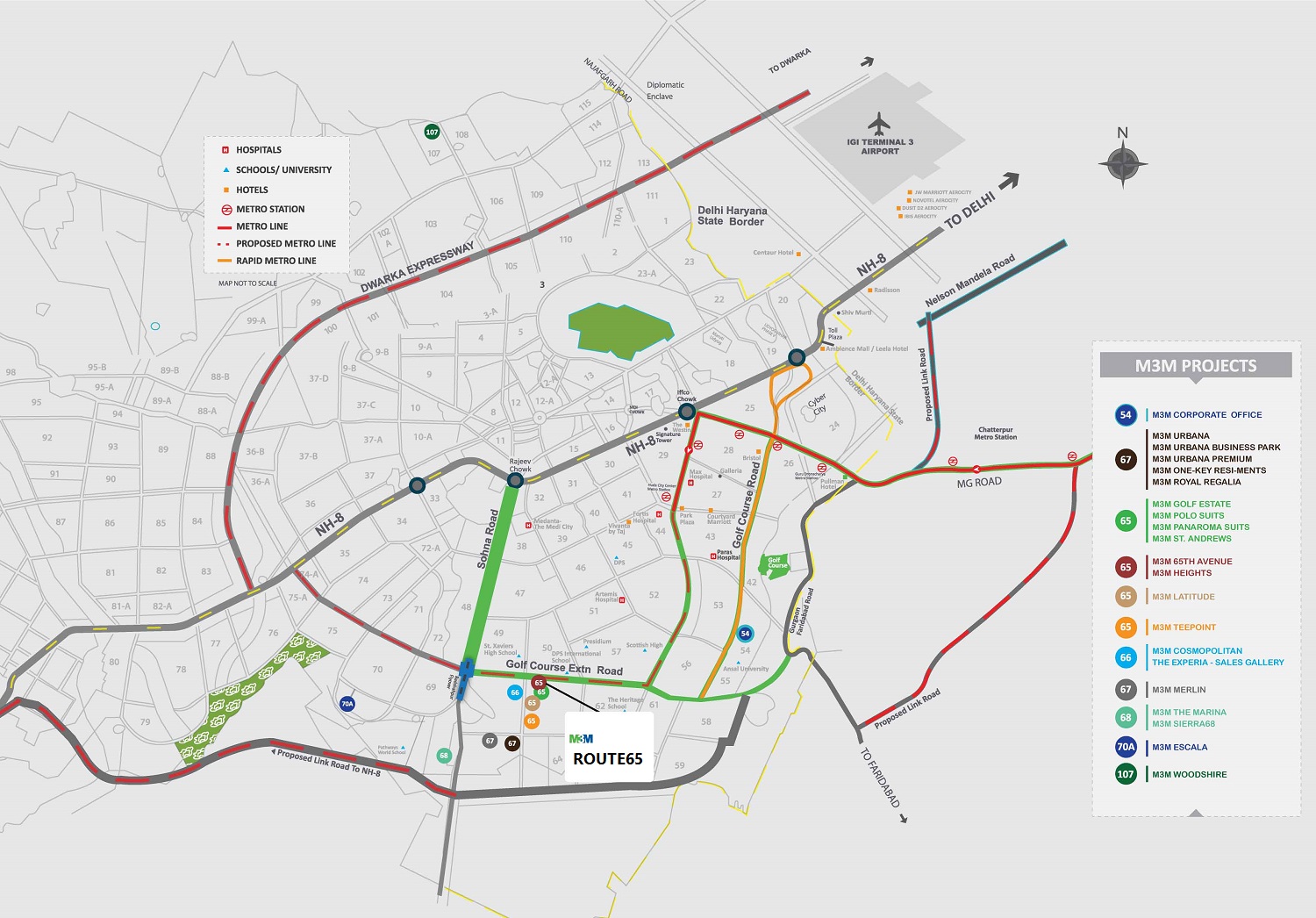 M3M Route 65 Location Map