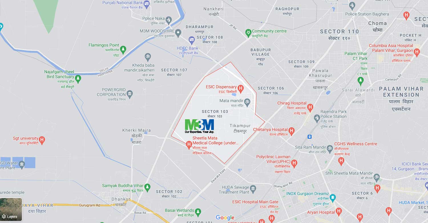 M3M Sector 102 Gurugram Location Map