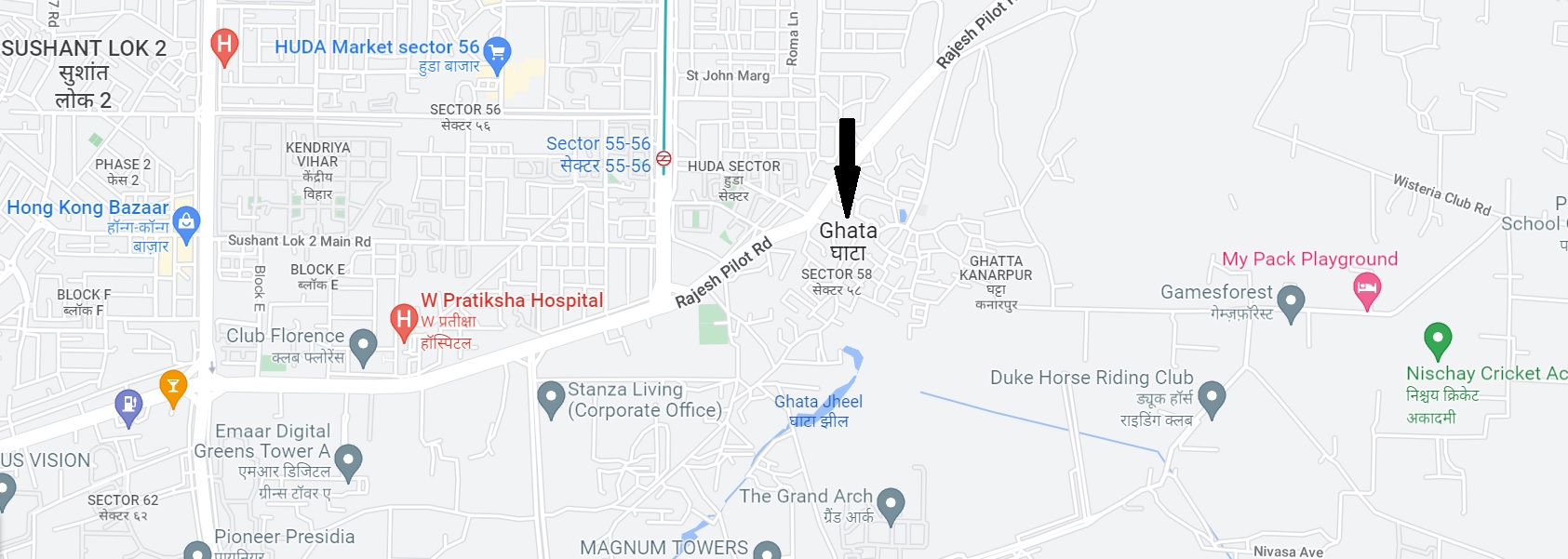 M3M Sector 58 Gurugram Location Map